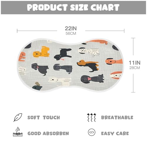 Cartoon Dog Burp Cloths Cotton Baby Washcloths,Large 22x11in Burping Cloth Absorbent and Soft for Newborn Baby Boys and Girls,2 Pack4