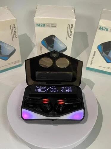 Image of M28 Wireless Earbuds TWS Bluetooth 5.1 Gaming Monster Earphones | Touch Control Headphones Microphone Mirror Screen Mini LED Display - Excellent Sound Ensure Fast