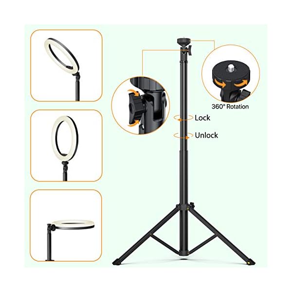 miracase MOVING LIFE LED Selfie Ring Licht mit Fernbedienung, 10 Zoll RGB Ringleuchte mit Stativ & Handyhalter für… – Bild 5