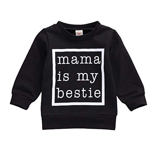 Toddler Baby Boy Girl Mini Boss Hoodie Tops Long Sleeve Sweatshirts Casual Hooded with Pocket Clothes 0-6Y (E-Mama is My Bestie&Black, 5-6T)