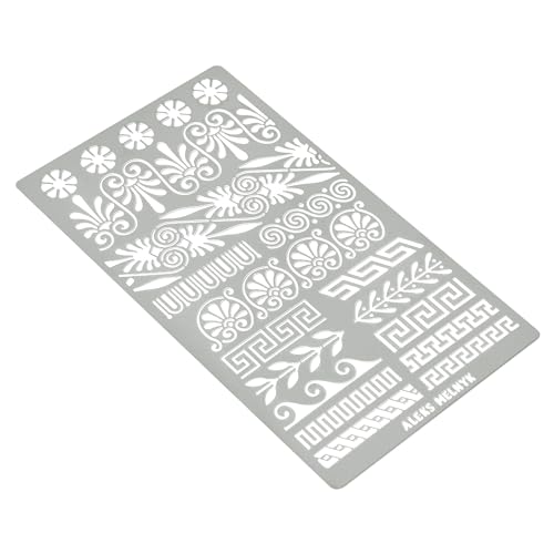 Aleks Melnyk No.36 Metal Stencils for Bullet Journaling, Greek Key, Small Border, Celtic Knot, Ornate Viking, Steel Journal Stencils, for Engraving, Pyrography, Wood Burning