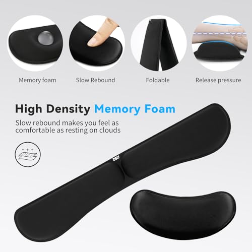 Image of Zibly Ergonomic Gel Keyboard Wrist Rest & Mousepad Rests for Computer, Silky Memory Foam for Typing (Black Combo)