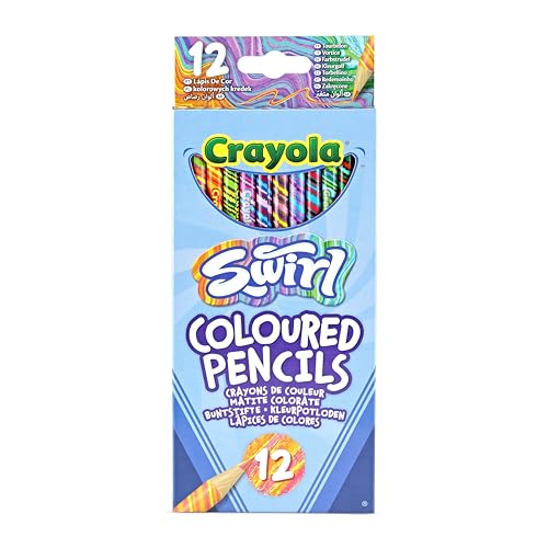 CRAYOLA Swirl Colouring Pencils - Assorted Colours (Pack of 12) | Magical Swirl Effect Will Draw 4 Colours Per Pencil |Ideal for Kids Ages 3+