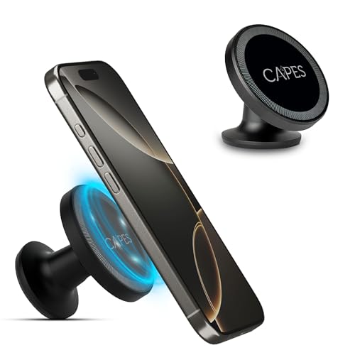 Capes MagLock Car Mount Magnetic Phone Holder Compatible with MagSafe Mounts, iPhone 16/15/14/13/12, 360-Degree Rotation, Dashboard Mount with 3M Adhesive, Strong Magnetic Phone Holder, Metallic Body (B0DB8SN4SV) Amazon Price History, Amazon Price Tracker