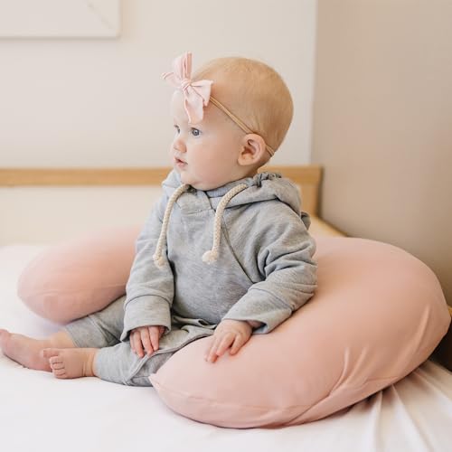 Image of Konssy 2 Pack Nursing Pillow Covers, Stretchy and Soft Nursing Cover for Breastfeeding Pillows, Pillow Slipcover for Baby Girls Boys Newborn (Beige,Pink), Standard