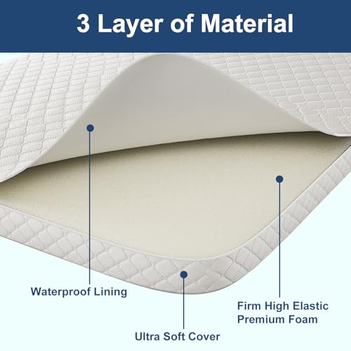 Image of Baby Bassinet Mattress, Breathable, Hypoallergenic, Premium Foam, Non-Toxic, Rectangle Shaped with Removal Waterproof Cover,23.6 inch x 47 inch x 2''