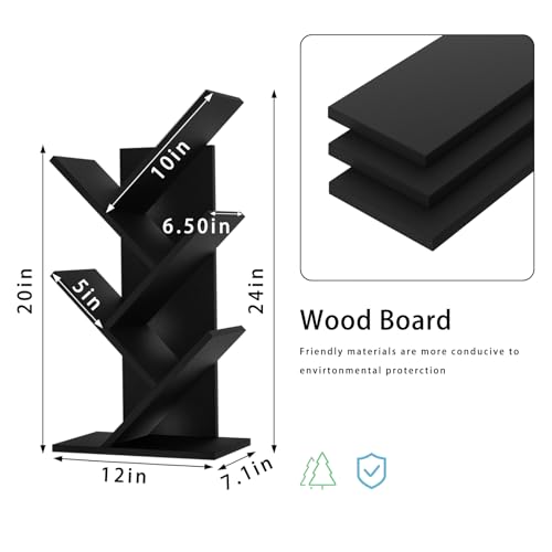 SHEEPAM Small Tree Book Shelf,5 Tier Bookshelf, Wood Desktop Bookcase - image 4