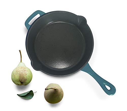 Smith-Style Sartén de hierro fundido esmaltado, 26 cm, antiadherente, revestimiento de...