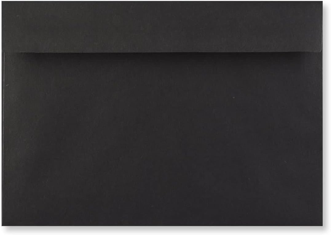 C4 Coloured Envelopes for A4 Paper/Card Peel & Seal Flap Envelopes Pack of 25 (Black Peel & Seal)