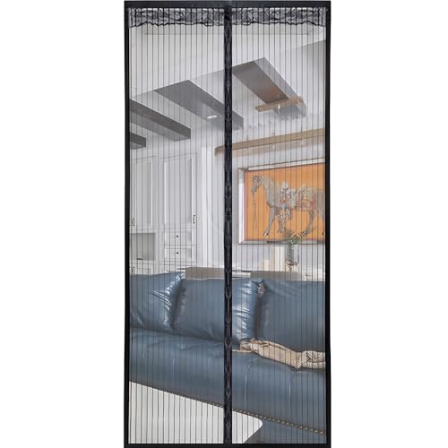 Armo Heavy Duty Door Magnetic Screen Fly Bug Mosquito Insects Screen Mesh Magnetic Automatic Close Door Fly Screen 210CM X 90CM (Black)