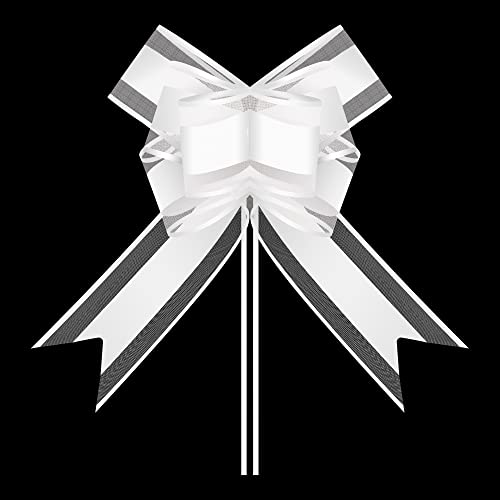 AWCIGG 50 Stück Große Geschenkschleife, Weiß Dekoschleife, Ziehschleife, Geschenk Schleife mit Geschenkband Matt für Hochzeit, Auto, Weihnachten, Geburtstag, Geschenktüten, Geschenkkörbe