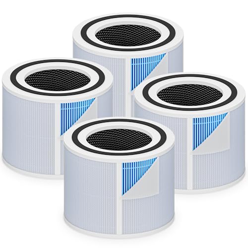 Image of Core 300 Smoke Remover Replacement Filter for LEVOIT Core 300 Core 300-P Core 300S Core 300S-P Air Purifier, 4-in-1 High Efficiency Activated Carbon, Compared to Part # Core 300-RF-SR, 4 Pack, Blue