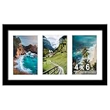 DUENPY 8x14 Collage Picture Frame, 4x6 Collage Picture Frame Displays Three 4x6 inch Photos, or 8x14 (Without Mat) for Available Horizontal Wall Mounting Display and Vertical, Black.