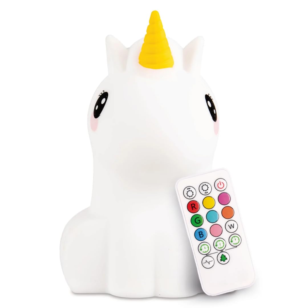 Lumipets Remote Control Silicone Night Light for Kids - Unicorn Design with 9 Soft Colors & Sleep Timer - Rechargeable, Battery-Operated Lamp for Bedroom | Baby Nursery, Toddler, Girls, Boys