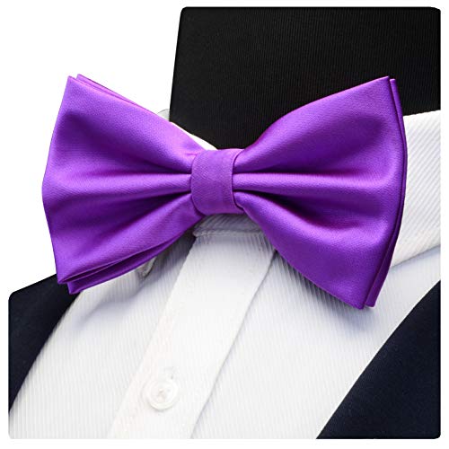 Image of GUSLESON Men's 3-pc Solid Color Bow Tie Gift Set - Double‑Fold Pre-Tied Bow Tie, Pocket Square, Cufflinks - Wedding Formal Party