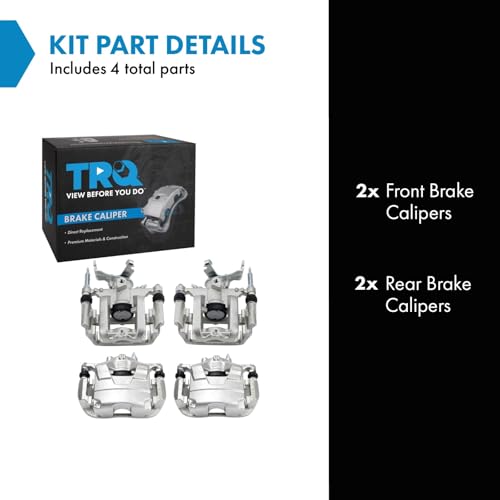 Image of TRQ Front and Rear Brake Caliper Set Zinc Coated Brackets Hardware Compatible with 2012-2017 Buick Verano