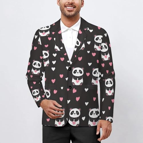 Panda Print Mens Casual Blazer Button Suit Jacket Lightweight Sport Coat for Work Business2