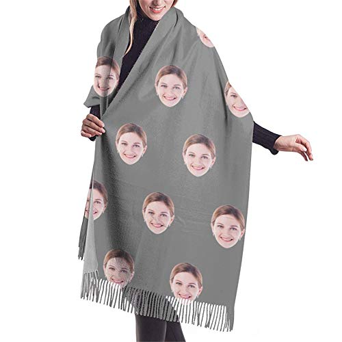 JINLIN Women Scarves, Personalized Face Scarf Winter Long Scarves Wraps - Tassel Shawl Gift for Mother Father Grandma