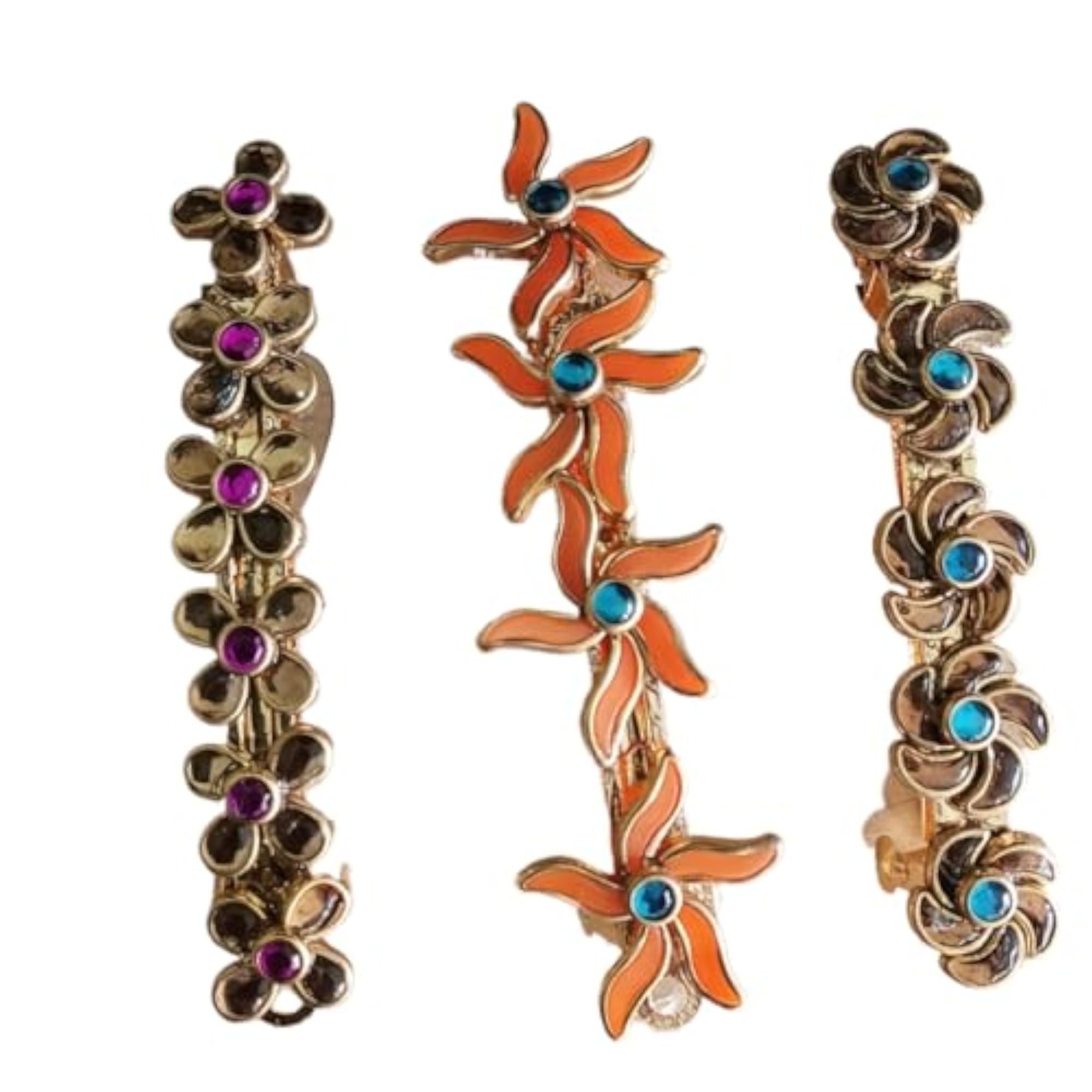 Fancy Stone Hair Clips Set of 3, Multicolour