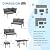 U-MAX 7 Pieces Metal Patio Furniture Set with 43 Inch Fire Pit Table, Outdoor Sectional Sofa Conversation Set with, All Weather Waterproof Dining Table & Chair with Ottoman, Gray