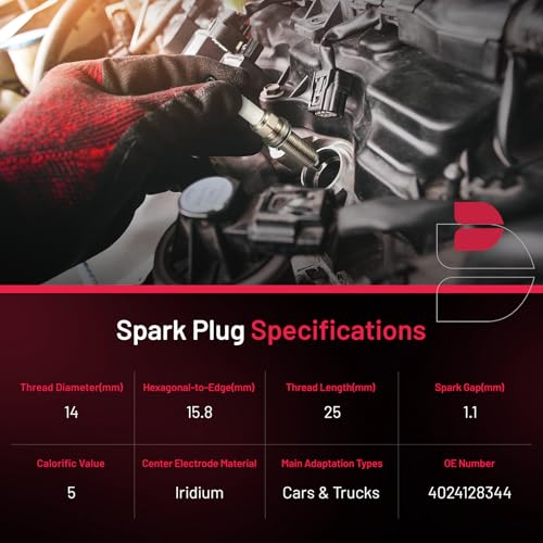 Image of BDFHYK 4024128344 Iridium Spark Plugs Compatible with Chevy Silverado 1500 2014-2020 5.3L V8, 2014-2020 Silverado 1500 6.2L V8, Set of 8