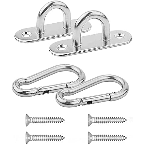 Abimars Premium Hammock Hanging kit with Snap Hook Carabiners,304 Stainless Steel Heavy Duty Hammock fixings Yoga Hanging Kit,Pad Eyes Plate Ceiling Hanger Cover