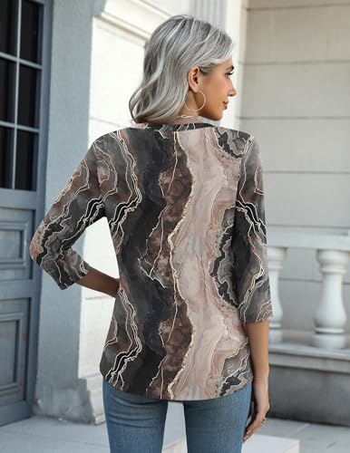 Image of Zeagoo Womens Blouses Dressy Casual 3 /4 Length Sleeve Ladies Tops Boho Floral Tshirts Soft Blouses for Women Plus Size