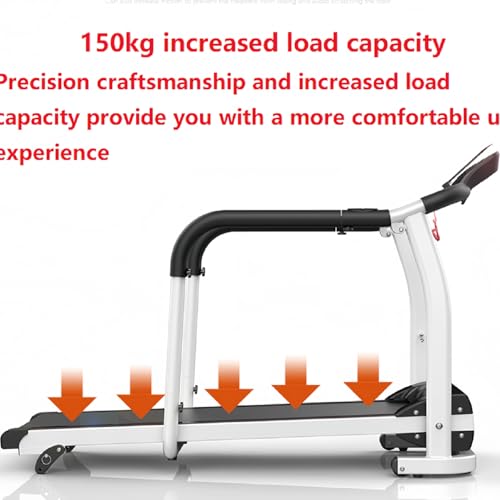 Image of Walking Treadmill with Long Handrails - Treadmill for Seniors 300 lbs Capacity - Foldable, Lightweight with Wheels, Cup & Phone Holder - Recovery Machine for Home or Apartment