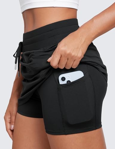 CRZ YOGA Lightweight High Waisted Skirts for Women Golf Casual Athletic Drawstring Skort with Side Pockets4