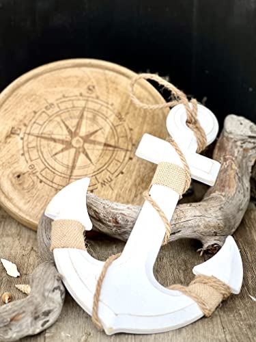 Brandsseller Deko Aufhänger Anker Used Look Maritim 32,5x22x2,5 cm aus Holz mit Kordel