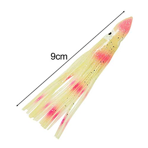 Iscas luminosas em forma de polvo, 5 peças/conjunto de 9 cm luminosas macias em forma de polvo falso