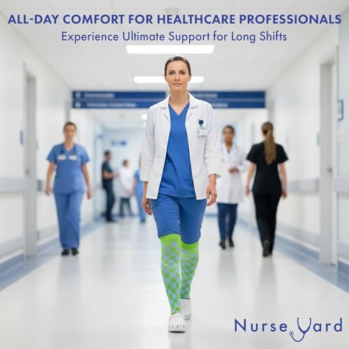 Image of Nurse Yard Compression Socks for Nurses - Women & Men - 20-30mmHg Graduated Compression, For Medical Staff, Athletes - 1 Pair