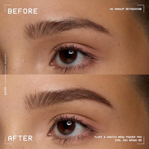 NYX PROFESSIONAL MAKEUP Fluff & Snatch Brow Powder Pen, Cream To Powder Eyebrow Pen For Soft, Defined Brows, Smudge and Transfer-Resistant Formula - Ash Brown - image 8