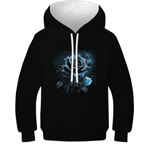 Sweat à capuche unisexe Louve Bleue à motifs fantastiques avec poche