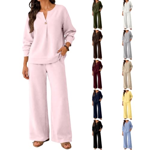 Funnyrap Two Piece Lounge Sets for Women Fall Matching Clothing Pink Small - image 1