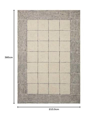 Image of Spectrum Pattern Wool Carpet with Loop Texture Yarn Anti Shedding Carpet Size 7x10 Feet A1 Beige & Charcoal Color