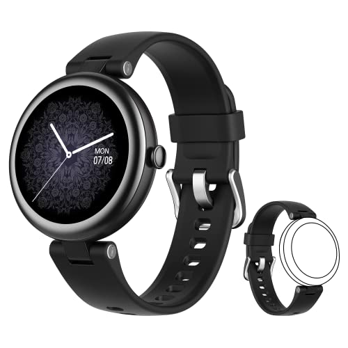 SHANG WING Lynn Smartwatch Damen,1.1 Zoll Klein Touchscreen Fitnessuhr Damen,Klein Stilvoll Fitnessuhr mit Schrittzähler Schlafmonitor SpO2-Überwachung Pulsuhr Smartwatch für Android iOS