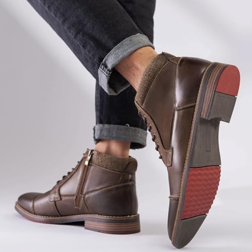 Image of Arkbird Men's Dress Boots Genuine Leather Cap Toe Ankle Boot with Side Zipper for Casual Business Formal Wear