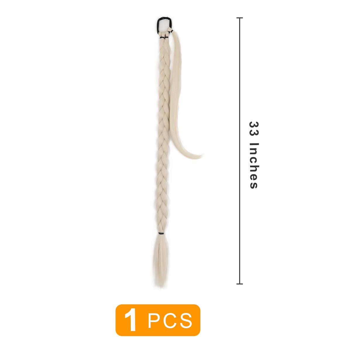 prinfantasy Halo Hair Extension Long DIY Braided Ponytail Extension with Scrunchies Seamless Braid Hair Extensions Pony Tail Soft Synthetic Hairpiece for Women 33 inch Platinum Blond Hairpiece - Image 2