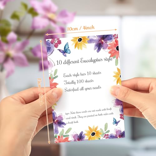 Image of Spiareal 100 Pcs Blank Note Cards Index Card, Colorful, 4 * 6inch, Floral