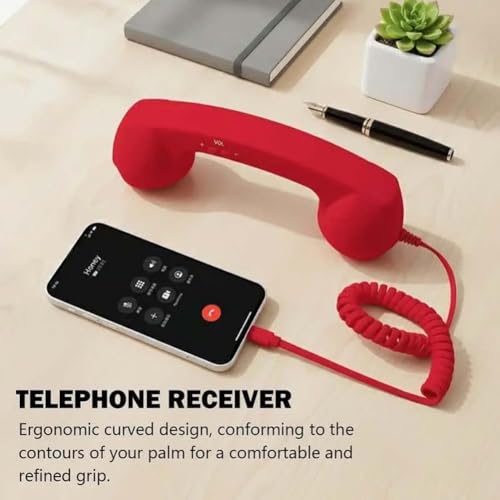 Combiné téléphonique rétro noir 3.5mm et Type C pour smartphone