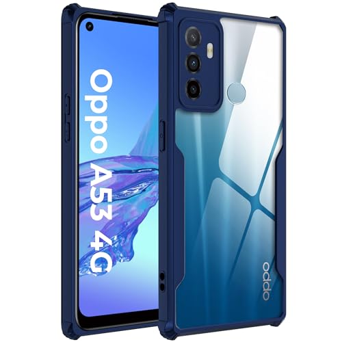 Image of A rtistque Clear Hard Transparent Acrylic Armor Back Cover Case for Oppo A53 4G | Shockproof TPU Edge Protection | Slim Protective Design | Oppo A53 Back Cover - Blue