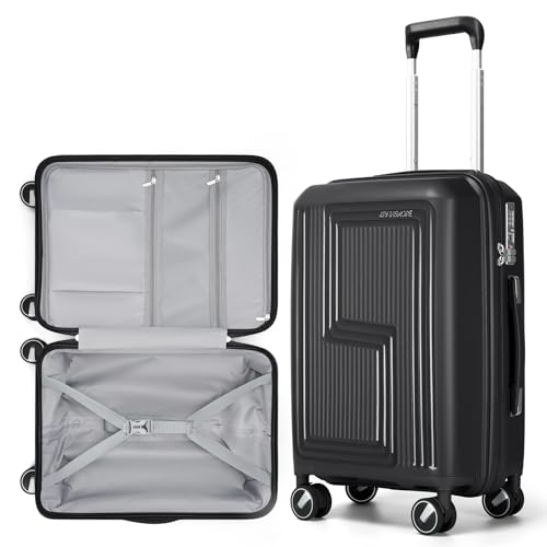 RAINSMORE 20 Inch Cabin Suitcase Carry On Suitcase Airline Approved Hand Luggage with 360° Spinner Wheels, TSA Lock & Hard Shell (PP), 55cm Cabin Bag for Weekend & Business Travel