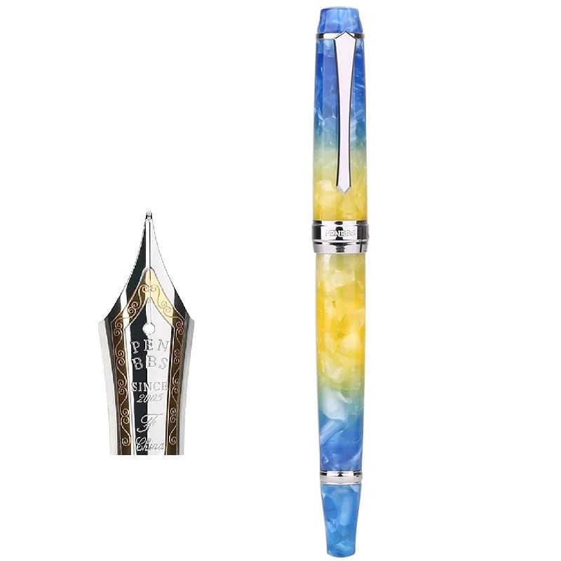 Stylo plume calligraphie à piston résine acrylique transparent et design