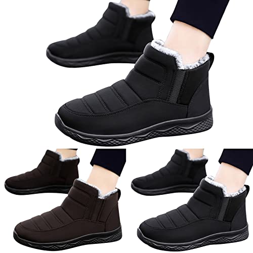 Kledbying Mens Size 12 Snowboard Boots Fashion Winter Men Snow Boots Flat Soft Non Slip Waterproof Uppers High Top Plush Warm #TOP1