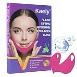 Kaely 8Pcs V Line Lifting Mask,Double Chin Mask,Chin Strap for Double Chin for Women,Face Lift Mask with Collagen,Hydrating Anti-aging,Red-Small Size