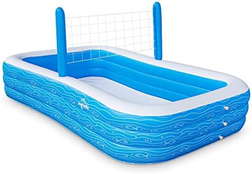 Ingbelle Kiddie Swimming Pool, Family Inflatable Pool, 118" X 72" X 22" Full-Sized Above Ground Pools for Kids & Adults, Summer Water Party, Volleyball Game, Garden, Backyard, Blue