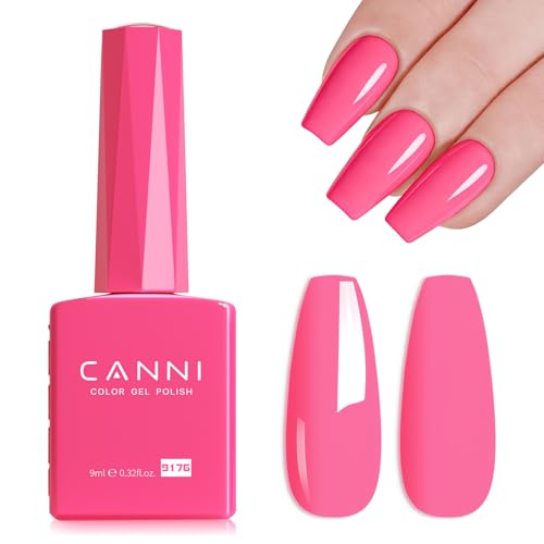 Image of CANNI 9ml Neon Pinkish Red Gel Nail Polish, High Gloss UV LED Soak Off Gel