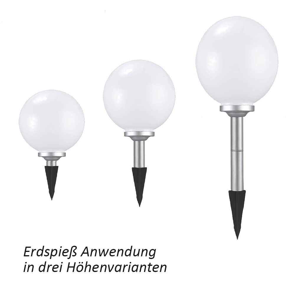 Dapo 3x Solar-Kugel-Dekoleuchte OLA, D: 20cm, mit Erdspieß | Garten Dekokugel, Solar-Erdspießleuchte, Boden-Wege-Deko-Lampe