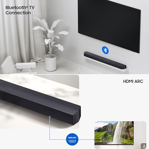 Image of Samsung 300 W 2.1 ch Soundbar with Dolby Audio | DTS Virtual:X | Bass Boost | 3D surround sound | HDMI ARC | Optical In | Bluetooth | USB Music Playback | Wireless Subwoofer (HW-B45EF /XL, Titan Black)